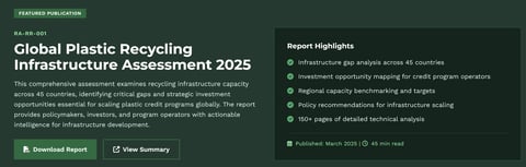 Global Plastic Recycling Infrastructure Assessment 2025 report cover with highlights on 45 countries analysis